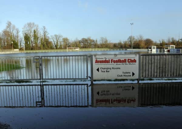 Arundel Football Club's flooded Mill Road ground