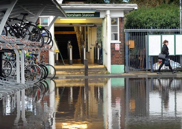 JPCT 060114 S14020457x Flooding problems. No trains running at Horsham station.  -photo by Steve Cobb
