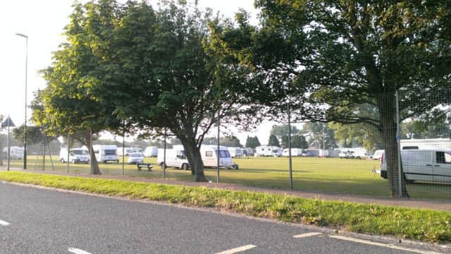 Travellers at Middle Road Recreation Ground in Shoreham in August