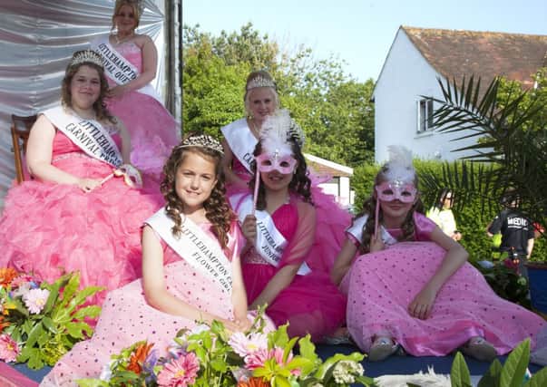 Littlehampton Carnival's 'royals', (back row, from left), Carnival Princess Natash-Jane Townsend, Carnival Queen Megan Swift and Carnival Princess Megan Quinnell, from row, Flower Girl Mia Bridger, Junior Queen Zoe Bridger and Flower Girl Abigail Baker