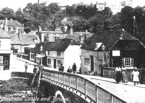 c1883 - Cottages on the site of the current post office and Tom Buller's cottage on the corner of the bridge