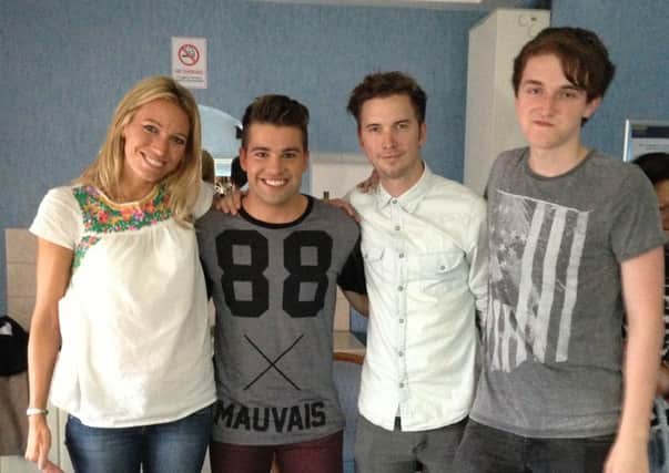 Leanne Smith, left, with X-Factor winner Joe McElderry, Josh Price, Jake Cleary