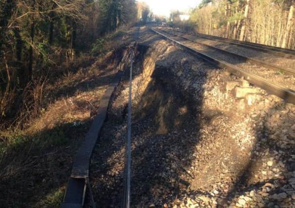 The landslip at Ockley. Photo courtesy of Network Rail.