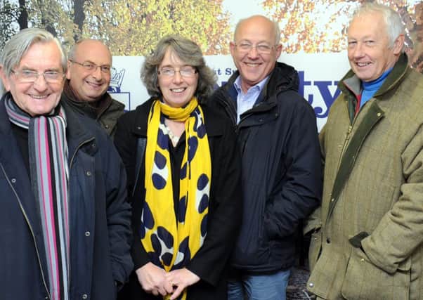 Pictured left to right: Leonard Crosbie, Malcolm Curnock, Frances Haigh, Godfrey Newman and David Skipp