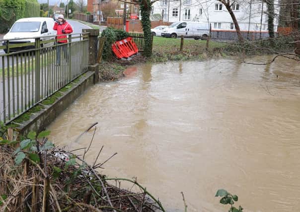 An example of Friday's flooding: The river Arun, Blackbridge lane, Horsham. Photo by Derek Martin