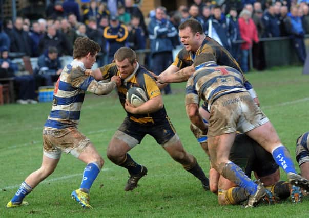 Sam Hewick (with ball) in action against Tynedale on Saturday