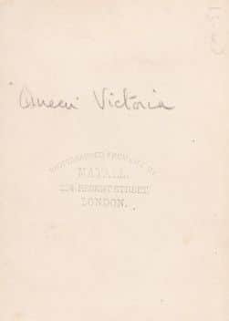 Stamp on the back of the carte de visite of Queen Victoria