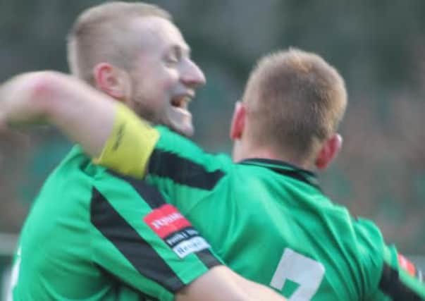 max miller and pat harding celebrate v walton casuals 22/1/14