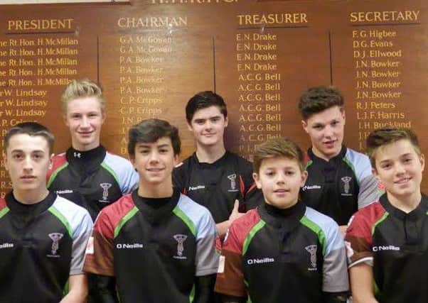 haywards heath young players with harlequins: Robert Ure, Paul Odell, George Cook, Max Clark, Ciaran Walker and Ben Noble
