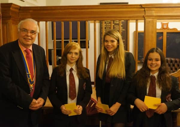 The winning Intermediate Team from Glebelands School with David Gill, President of the Rotary Club of Cranleigh