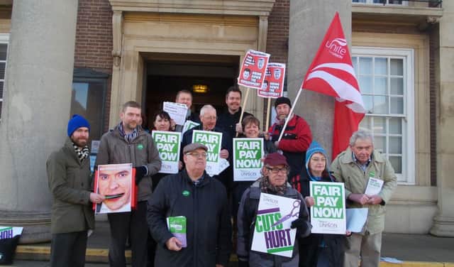 Unison-led rally at Worthing Town Hall, over local government cuts and pay