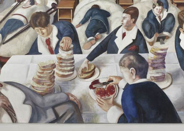 TEA IN THE HOSPITAL WARD by Stanley Spencer (1891- 1959) on the south wall at Sandham Memorial Chapel, Burghclere, Hampshire. Artist's work in copyright - further permission required