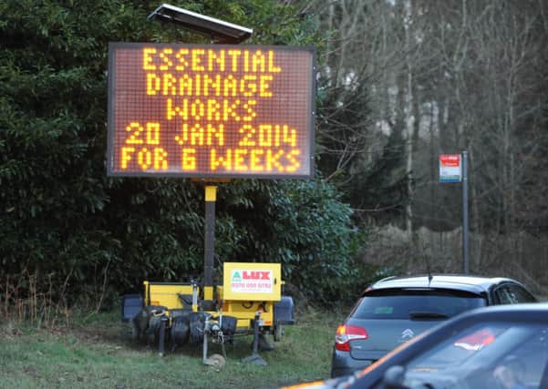 Sign warning of road works, just east of Storrington. Photo by Derek  Martin