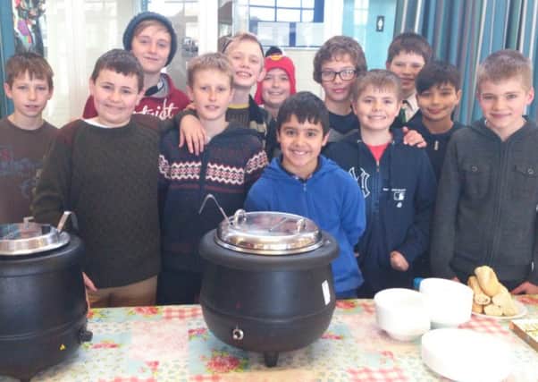 Yearr 7 & 8 Community Ambassadors at The Forest School ready to serve the soup lunch