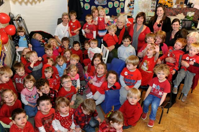 Hurstpierpoint Cottis playgroup in Methodist Church raising funds for the BHF. Pic Steve Robards