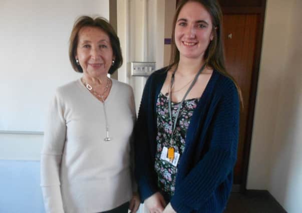 Hannah Lewis with Collyer's student Louisa Petts. Picture by Alex White, Collyer's student reporter