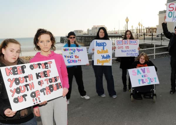 Flashback to March, when Outset Youth Action held a protest against funding cuts at Worthing pier