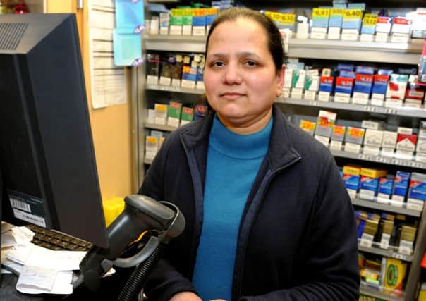 Varshna Nayee, robbed at gun point on Friday 14th feb at the Newsagent in Lower Church Road, Burgess Hill. Pic Steve Robards