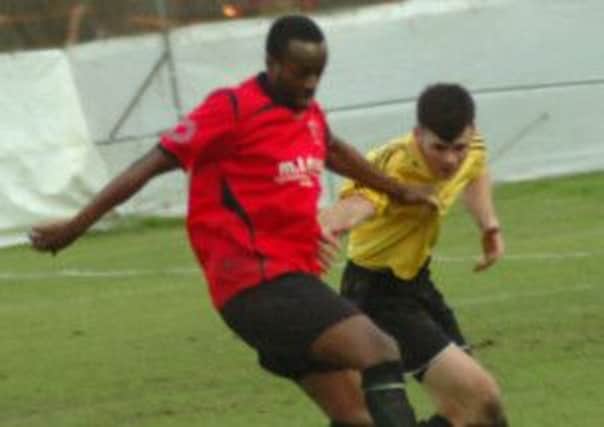 Ade Olorunda came the closest to scoring for Rye United against Eastbourne Town