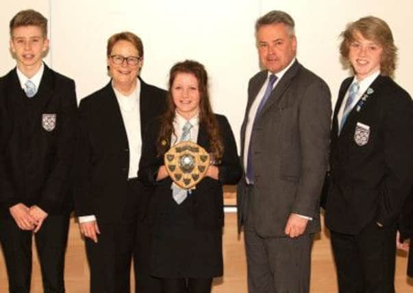 Tim Loughton MP with students and the academy's acting principal Marianne Gentilli