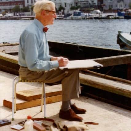 Norman Janes sketching by the Thames at Henley, 1976