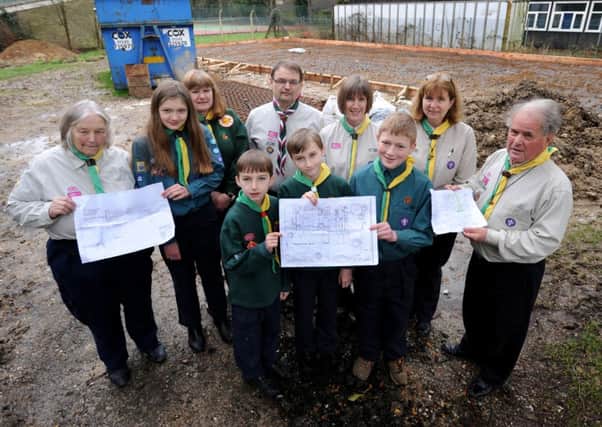 jpco-19-2-14 2nd Ifield St Margaret's Scouts group at the start of the building site for their new scout hut (Pic by Jon Rigby)