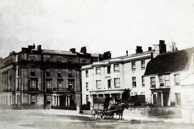 The Royal Sea House Hotel, the Marine Hotel and the Wellington Inn, probably in the 1850s