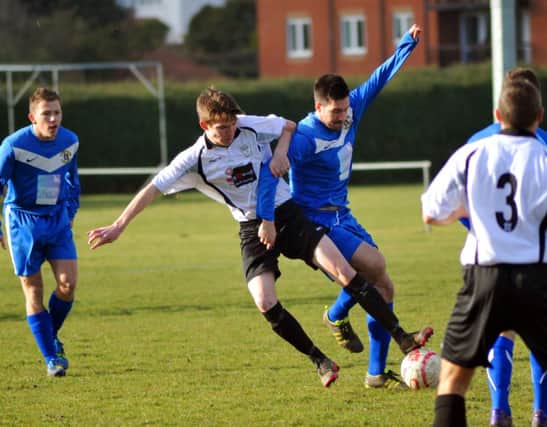 Action from Bexhill United's goalless draw at home to Haywards Heath Town. Picture by Steve Hunnisett (fh08015c)