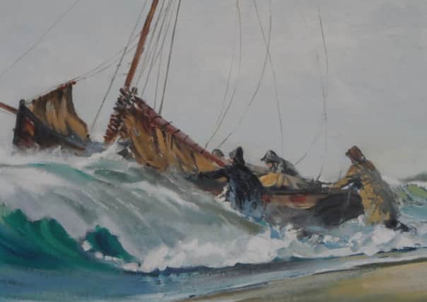 A turbulent scene at Rustington beach which now features at the villages museums latest display