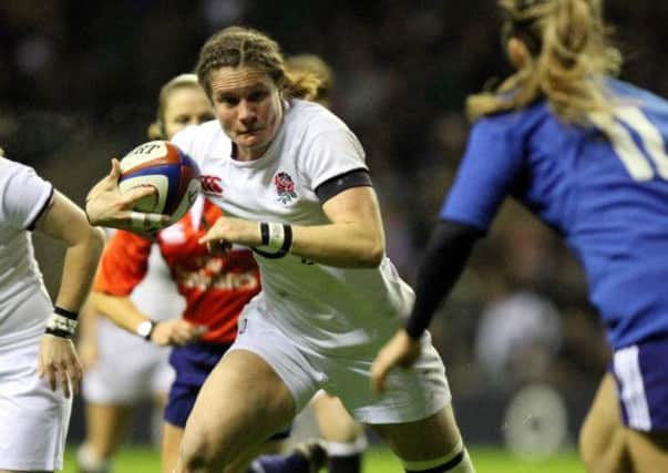 Becky Essex in action for England Women against France Women at Twickenham