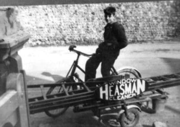 Ted Heasman on his first day of work as a window cleaner, at the age of 14