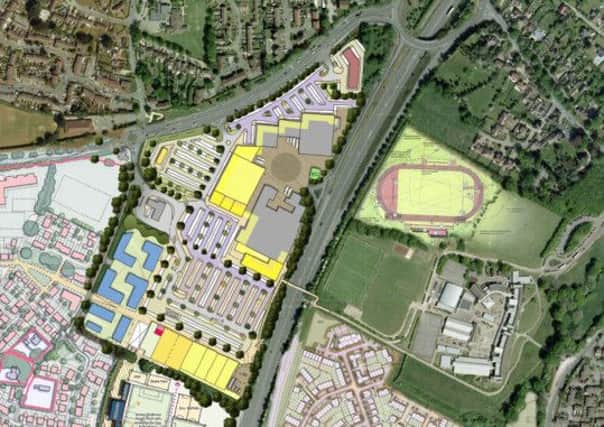 Plans for the Broadbridge Heath Quadrant, including proposals for a new leisure centre, retail stores, restaurants, hotel, and up to 200 apartments.