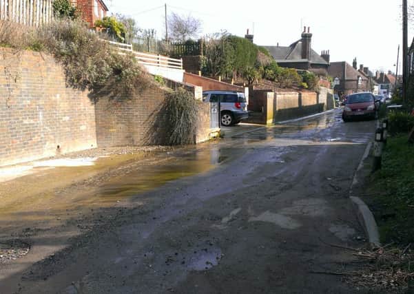 Debris and flooding in Mouse Lane, Steyning