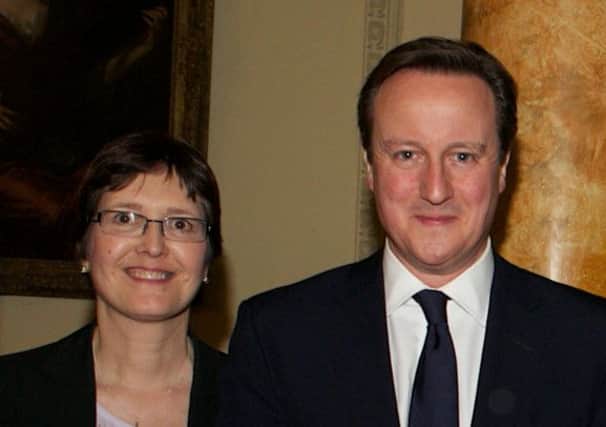 Jane Plumb with David Cameron at no.10 Downing Street