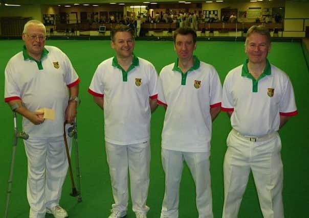 Graham Ives, David Miller, Andy Bullen and Andy Gladwell, members of Horsham District Indoor Bowls Club, pictured in 2013 as they reached the final of the London And Southern Counties single rink competition (submitted).
