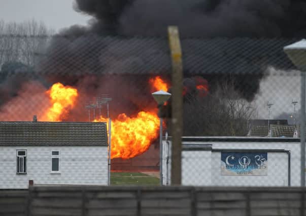 FORD PRISON RIOTS JANUARY 2011 -GUARDS AND LARGE FIRE AT SCENE ENGPPP00620120703112120