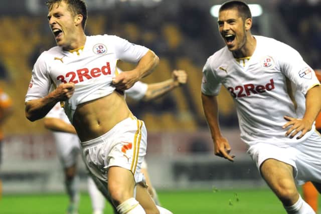 Billy Clarke celebrates equalising late at Molinuex in August thought there was late heartbreak as Wolves snatched a 2-1 win with a 94th minute penalty