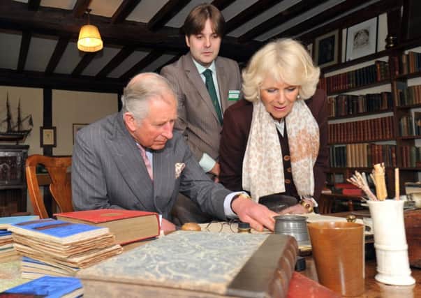 19/3/14- The Prince of Wales and Duchess of Cornwall visiting Batemans in Burwash. SUS-140319-164911001