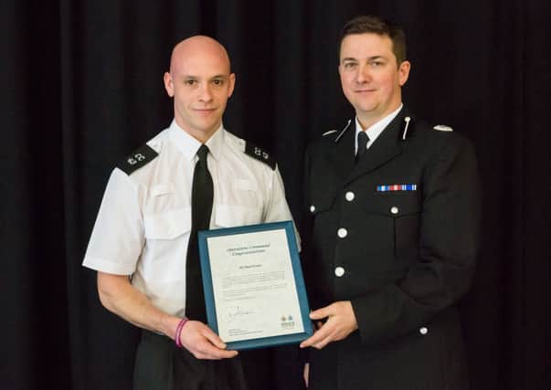 PC Paul Cross is honoured at the Sussex Police awards. Photo by Sussex Police