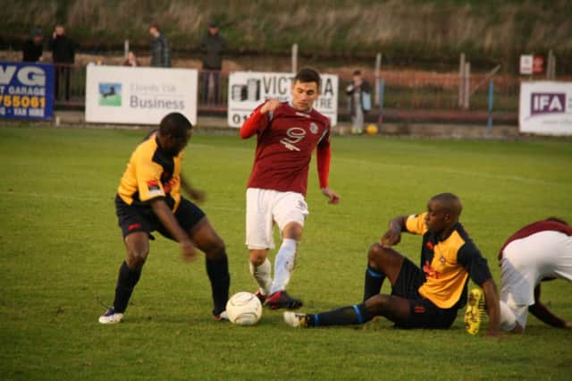 Action from Hastings United's 3-0 win at home to Eastbourne Town in November's reverse fixture. Picture by Terry S. Blackman