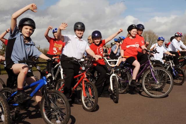 Year-seven students at The Littlehampton Academy saddle up for Sport Relief  L12681H14
