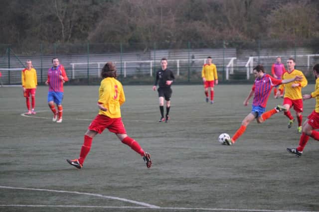 Action from Battle Baptists' win over FC Cornerstone in the last 16 of the National Christian Cup during January