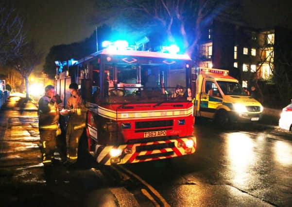 Firefighters and an ambulance in Farncombe Road, Worthing, following the lightning strikes. Picture by Eddie Mitchell