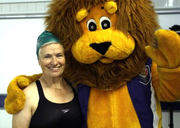 Haywards Heath Lions Swimathon. Margaret Wilding (Ex Olympic swimmer for Britain- Bronze), she is a beginner lion and Leo in 2011