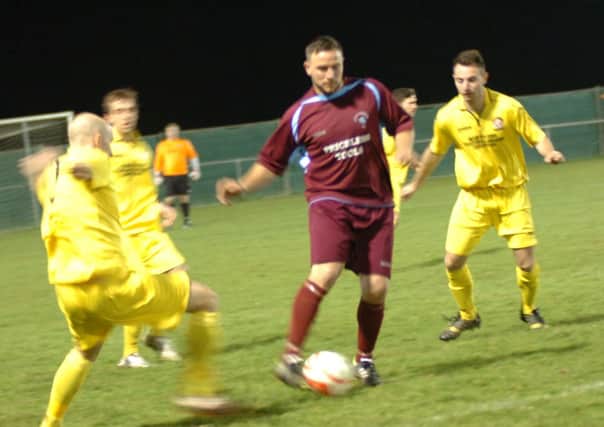 Steve Morris on the ball for Little Common in their 5-0 win at home to Saltdean United last night. Picture by Simon Newstead