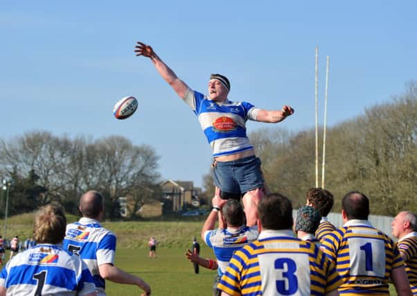 Lineout action from Hastings & Bexhill's resounding 67-15 win at home to Foots Cray last weekend. Picture by Steve Hunnisett (fh13008d)