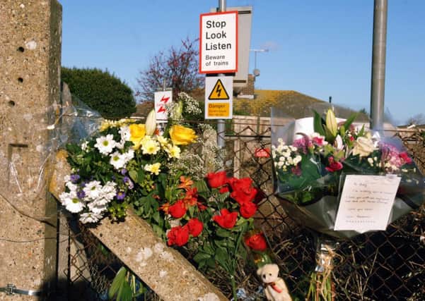 Floral tributes at the crossing where a teenager died on New Years Day, 2007