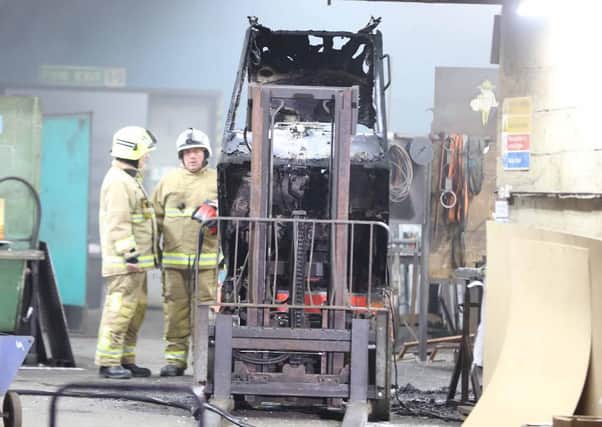 Forklift truck fire at Chatsworth Forge, Goring