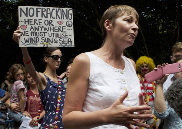 Caroline Lucas at the Balcombe fracking protest