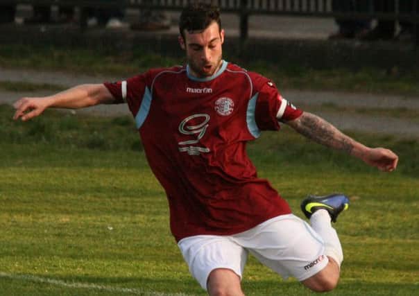 Frankie Sawyer scored twice in Hastings United's 3-1 win at Whitstable Town before hobbling off injured. Picture by Terry S. Blackman